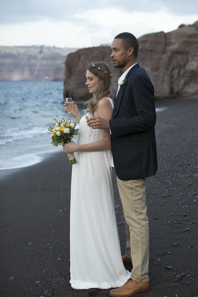 Boho styled wedding in Santorini - beach wedding