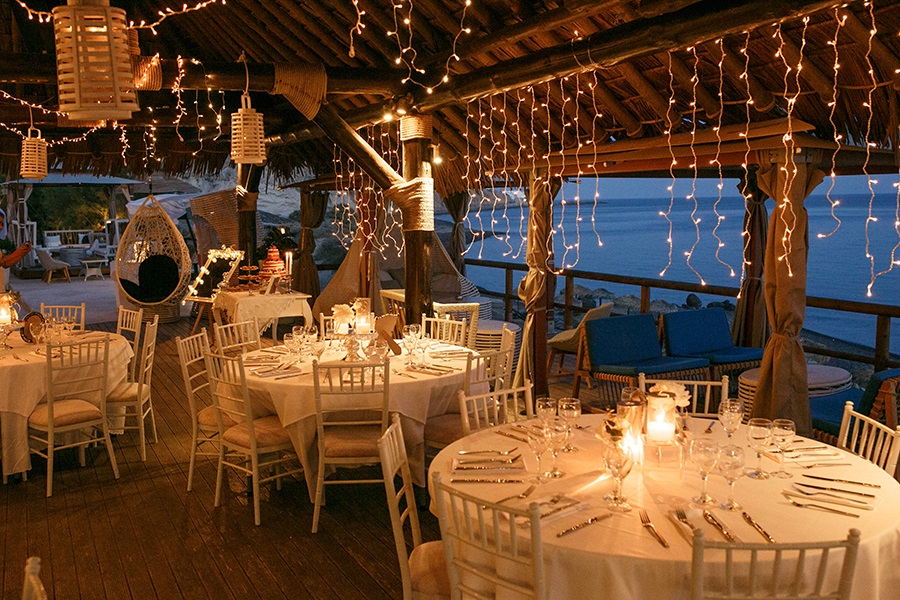 Beach wedding reception - Fairy lights