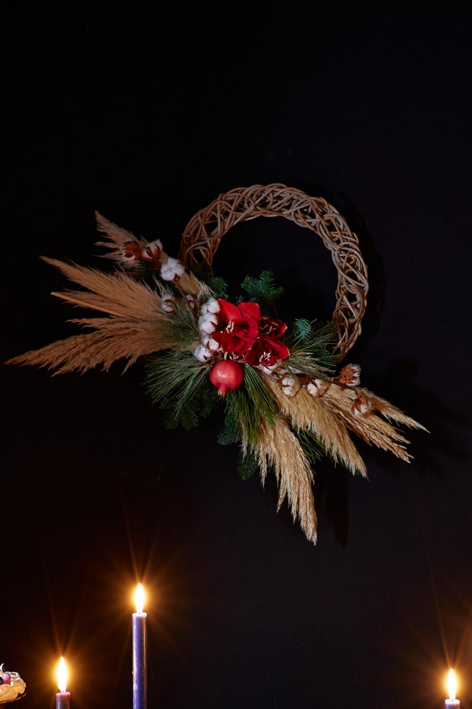 Bohemian Christmas Celebration in Moody Tones- Christmas Wreath